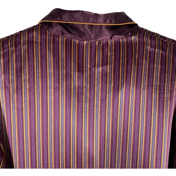 Vintage Victorias Secret Gold Label Striped Pajama PJ Top Burgundy Gold Size P - Picture 5 of 9